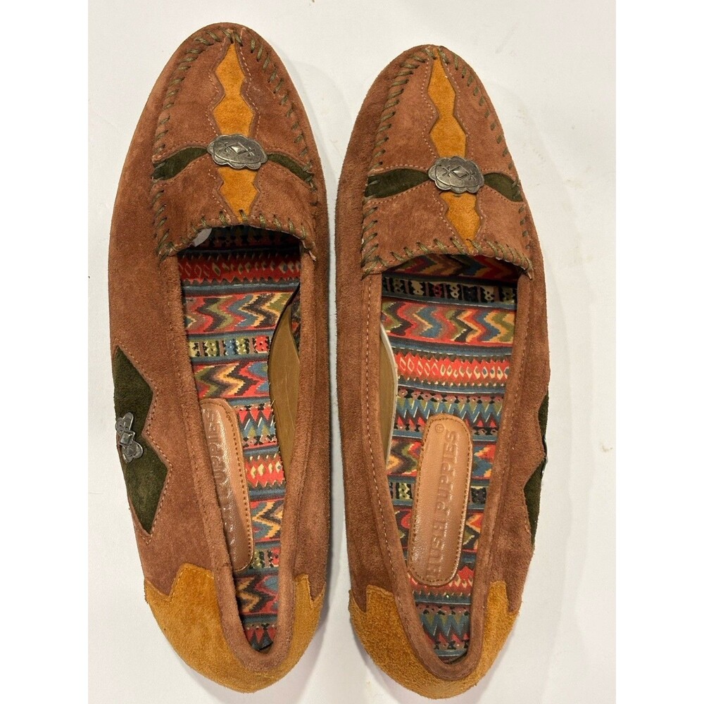 Hush Puppies Boho Ethnic Moccasin Brown Lesther Comfort Loafer 8M